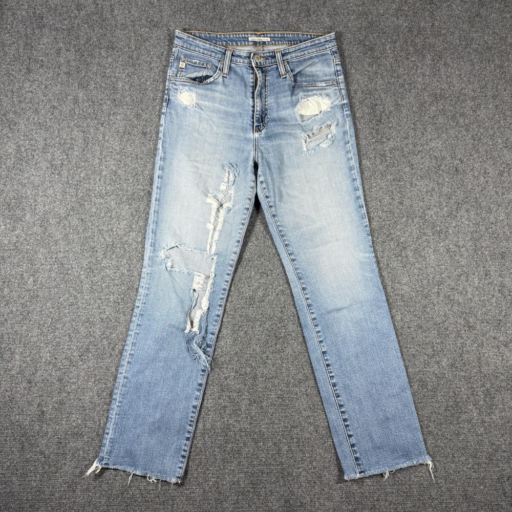 Alexa Chung For AG Adriano Goldschmeid Light Wash Distressed Straight Crop 29R